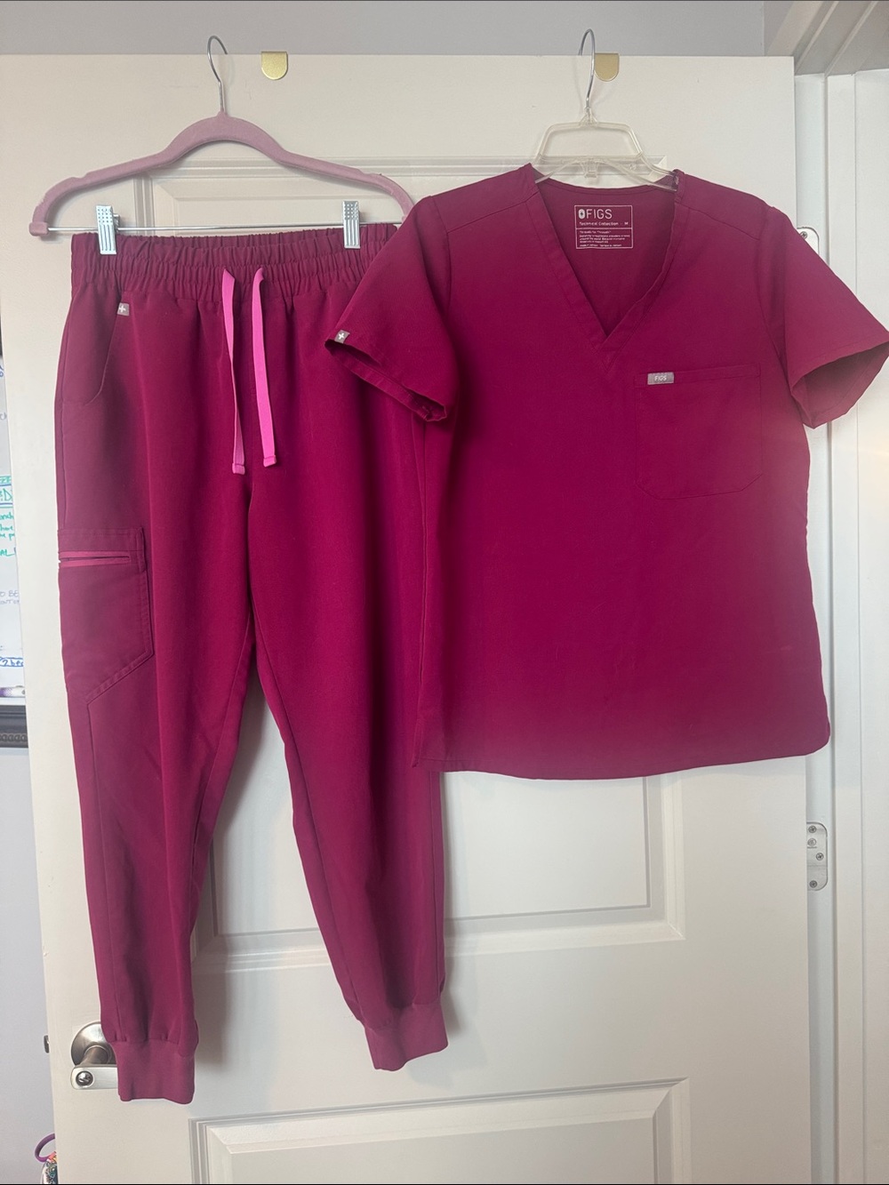 Figs Women's Two-Piece Scrub Set in Berry Pink
